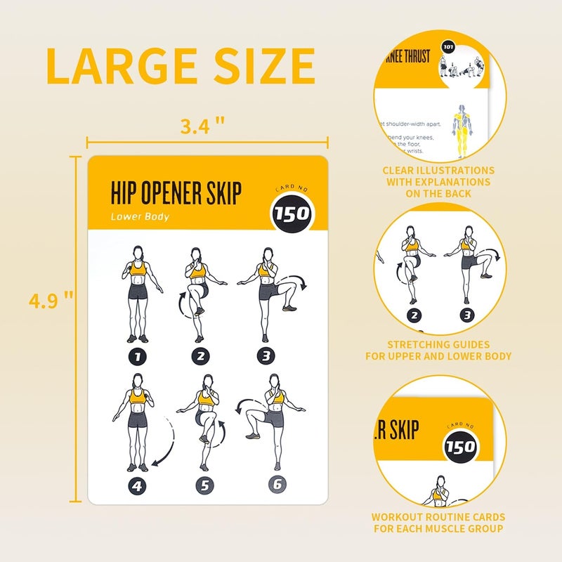 ELAORY Bodyweight Fitness Planners, 62 Exercises Cards Deck Large Size 5" x 3.5" Fitness Cards for Women & Men, Beginner Fitness Guide to Training Exercises at Home or Gym (Bodyweight, Vol 3) - Image 2